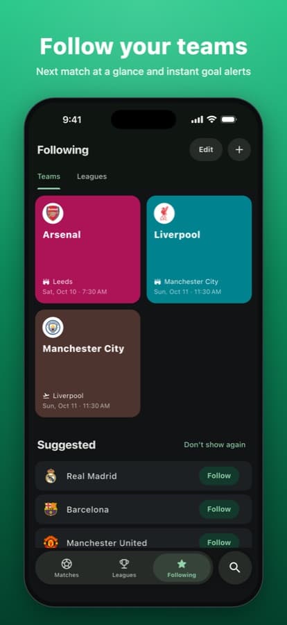 Followed teams